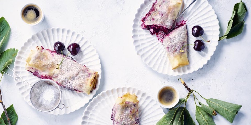 Mini-strudel aux cerises et fromage blanc