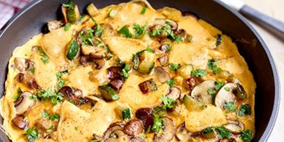 Omelette aux champignons, courgettes et Passendale