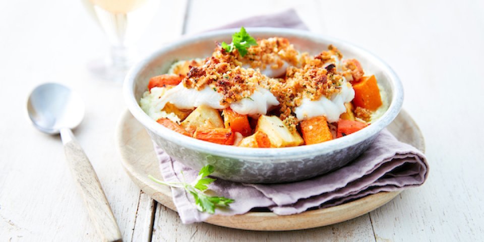 Merlan au four et légumes hivernaux