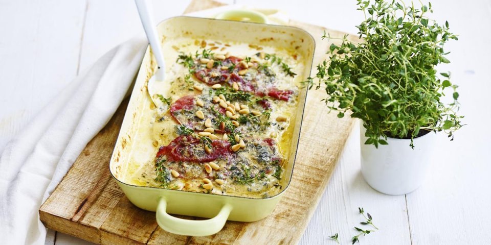 Gratin crémeux au chou-rave et au filet d’Anvers Gratin crémeux au chou-rave et au filet d’Anvers