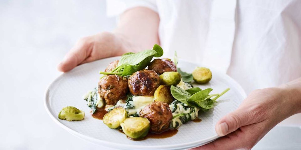 Purée aux épinards et boulets liégeois Purée aux épinards et boulets liégeois