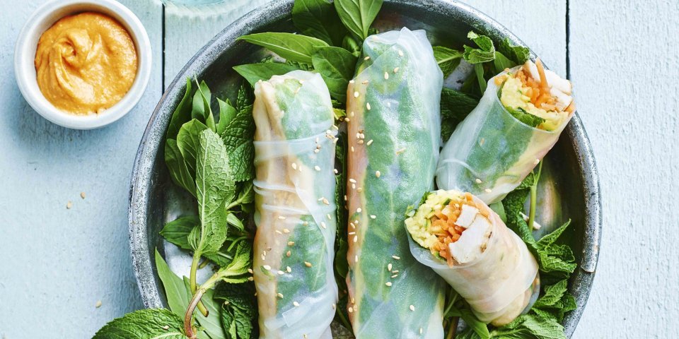 Rouleaux de printemps au lapin, courgette et carotte Rouleaux de printemps au lapin, courgette et carotte