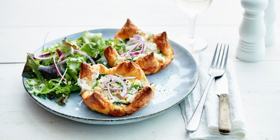 Tartelettes de tacaud aux épinards et fromage de chèvre