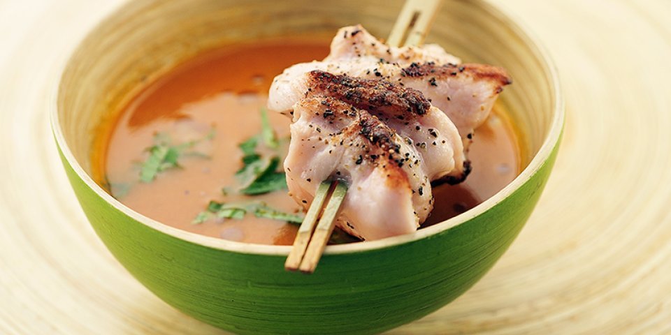 Soupe de tomates et émincé de porc