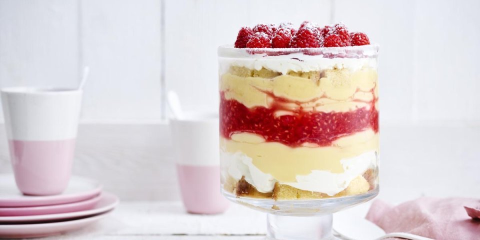 Trifle de pudding à la vanille et framboises