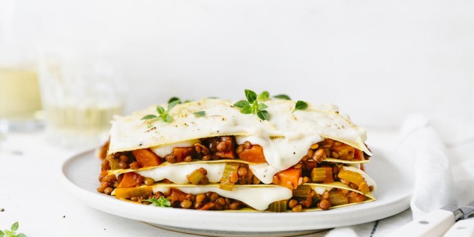 Lasagne végétarienne au ragout de lentilles Lasagne végétarienne au ragout de lentilles