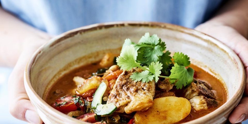 Curry de poisson aux grenailles et au pak choï Curry de poisson aux grenailles et au pak choï