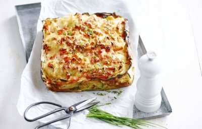 Tarte de courgettes aux pommes de terre et poivrons rouges