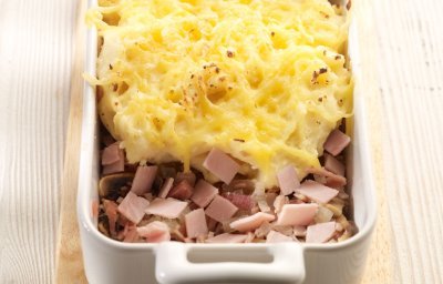 Gratin de pommes de terre et céleri rave au jambon cuit