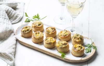 Mini bouchées au Passendale, champignons et lard