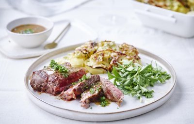 Steak Blonde d’Aquitaine et gratin dauphinois surprenant