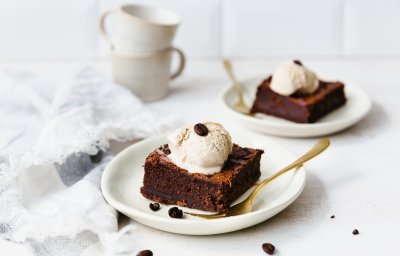 Brownie et glace au café