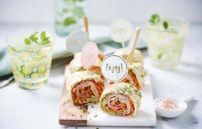 Eiwrap met ham en groentjes