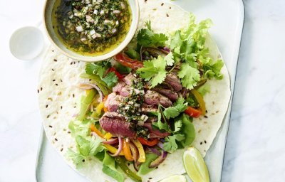 Fajitas au bœuf et à la sauce chimichurri