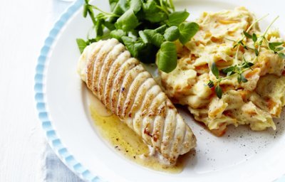 Filet de raie poêlé avec un stoemp de carottes