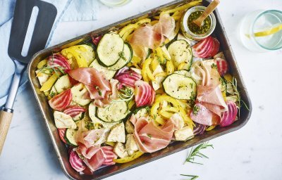 Légumes grillés au jambon séché