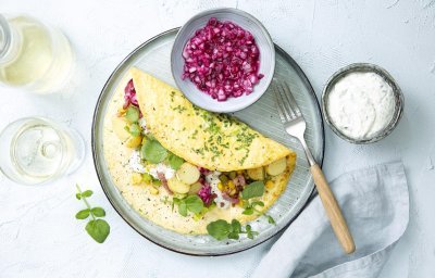 Crêpe salée à la salade de grenailles