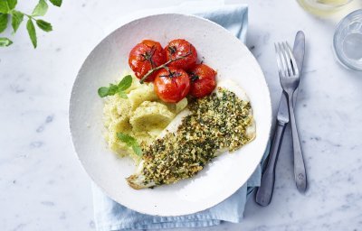 Merlu en croute d’herbes et purée de fenouil