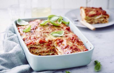 Lasagne au chou vert, ricotta et jambon fumé