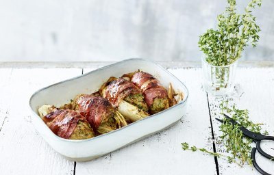 Chicons à la liégeoise, farcis au haché et lard