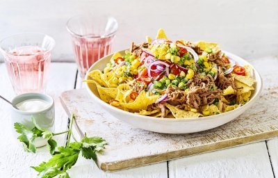 Nacho's met pulled beef