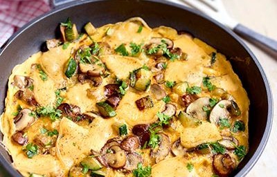 Omelette aux champignons, courgettes et Passendale