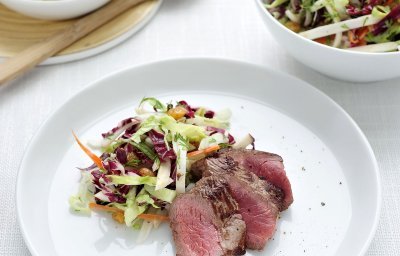 Filet pur à la salade de chou blanc et aux pommes de terre rattes