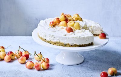 Cheesecake aux pistaches, limoncello et cerises