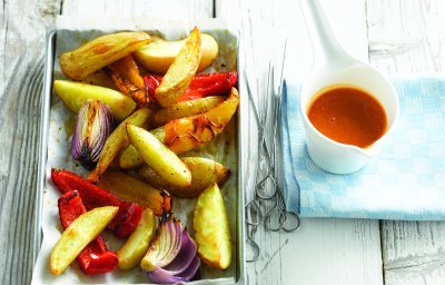 Pommes de terre au four, sauce barbecue