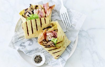 Quesadilla de poulet, champignons et chicorée endive