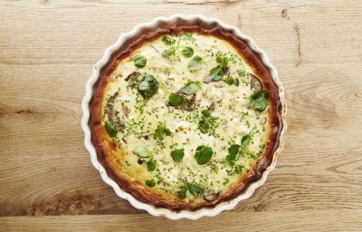 Quiche au fromage de chèvre et champignons