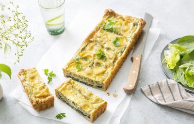 Quiche aux épinards, fromage d’abbaye et bière