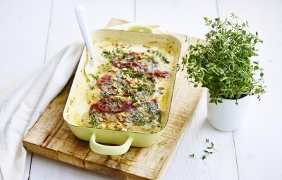 Gratin crémeux au chou-rave et au filet d’Anvers 