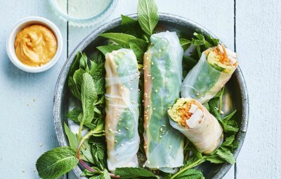 Rouleaux de printemps au lapin, courgette et carotte