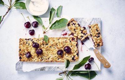 Gâteau aux cerises façon crumble 