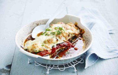 Vegetarische lasagne met aubergine uit de oven