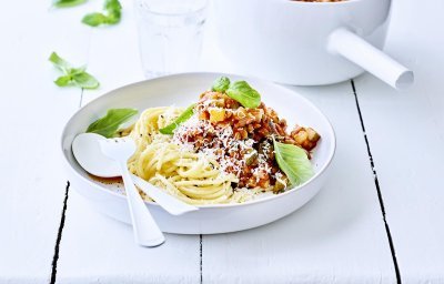 Spaghetti bolognaise végétarien aux lentilles 