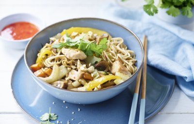 Wok de poulet aux petits légumes 