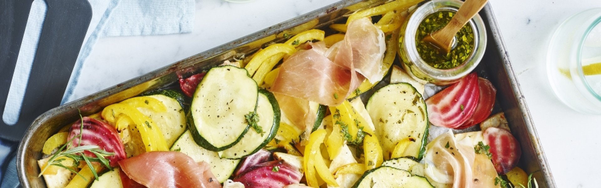 Légumes grillés au jambon séché