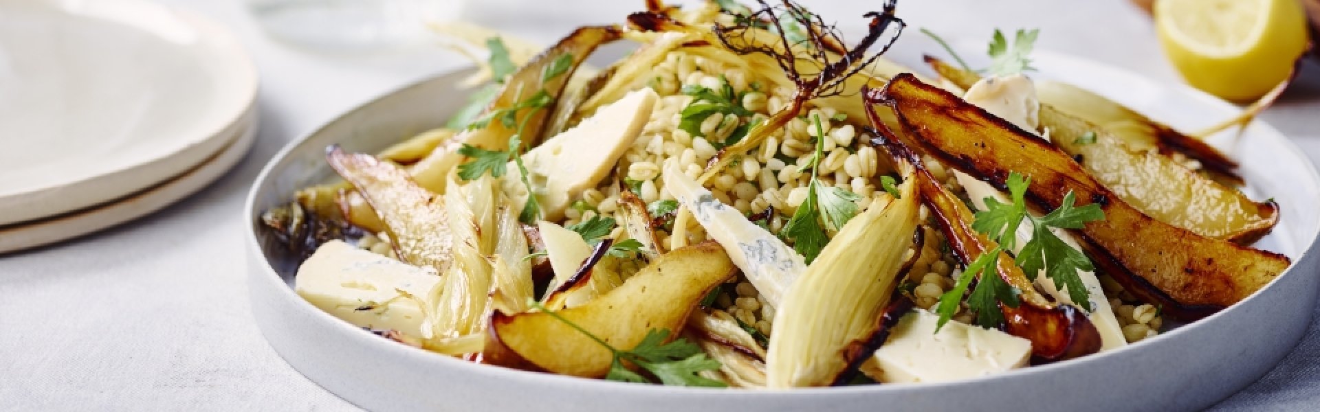 Salade à la poire, fenouil, fromage bleu